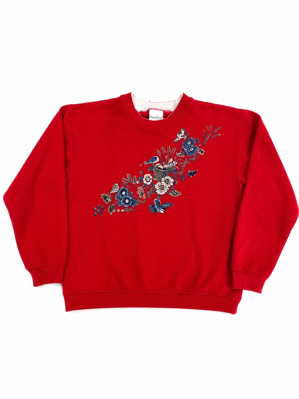 Bobbie Brooks Sweatshirt Medium Vintage Bird Flowers Crewneck Sweatshirt